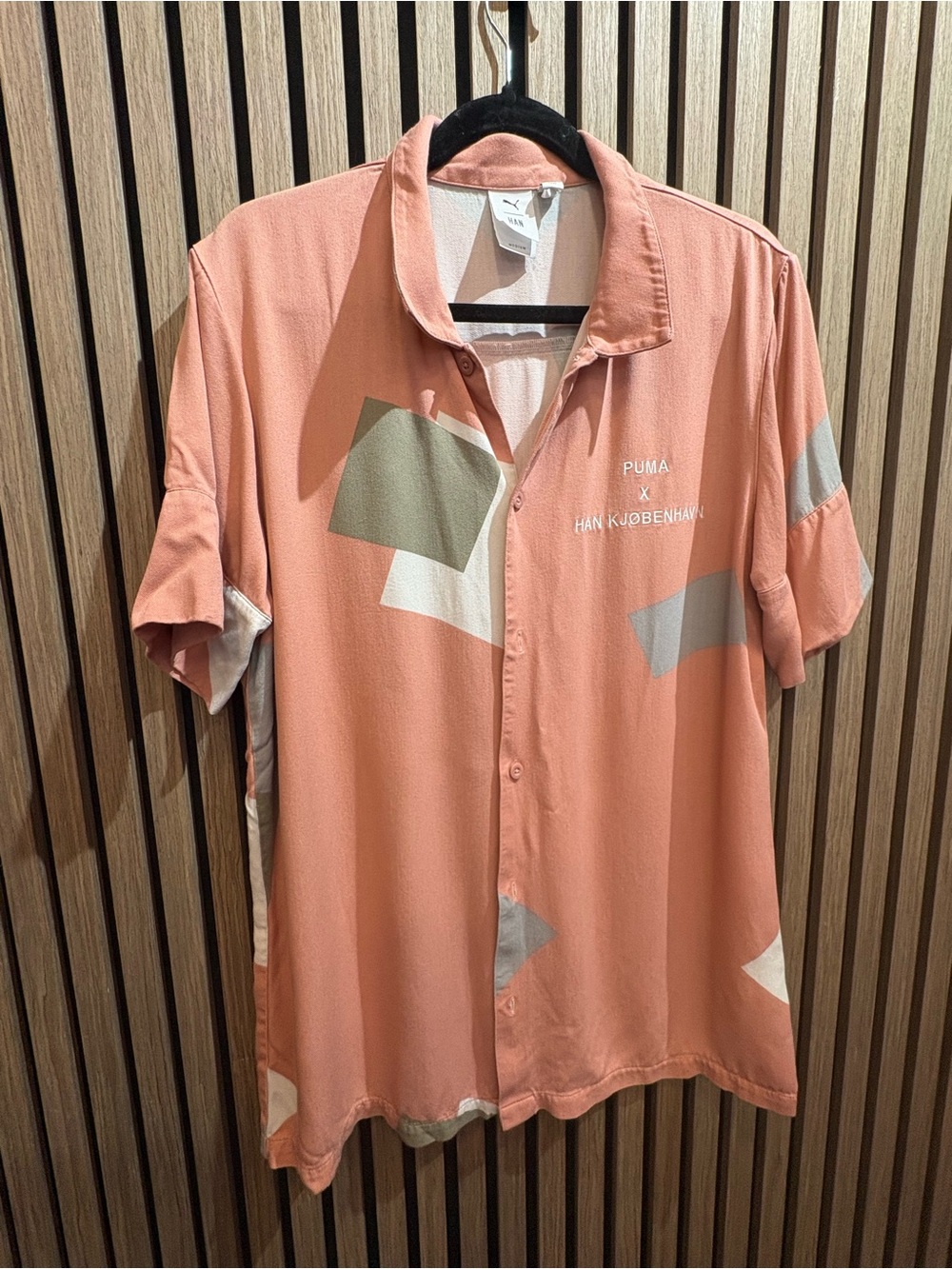 Puma x Han Kjøbenhavn Coral Short-Sleeve Button Down with Geometric Blocks